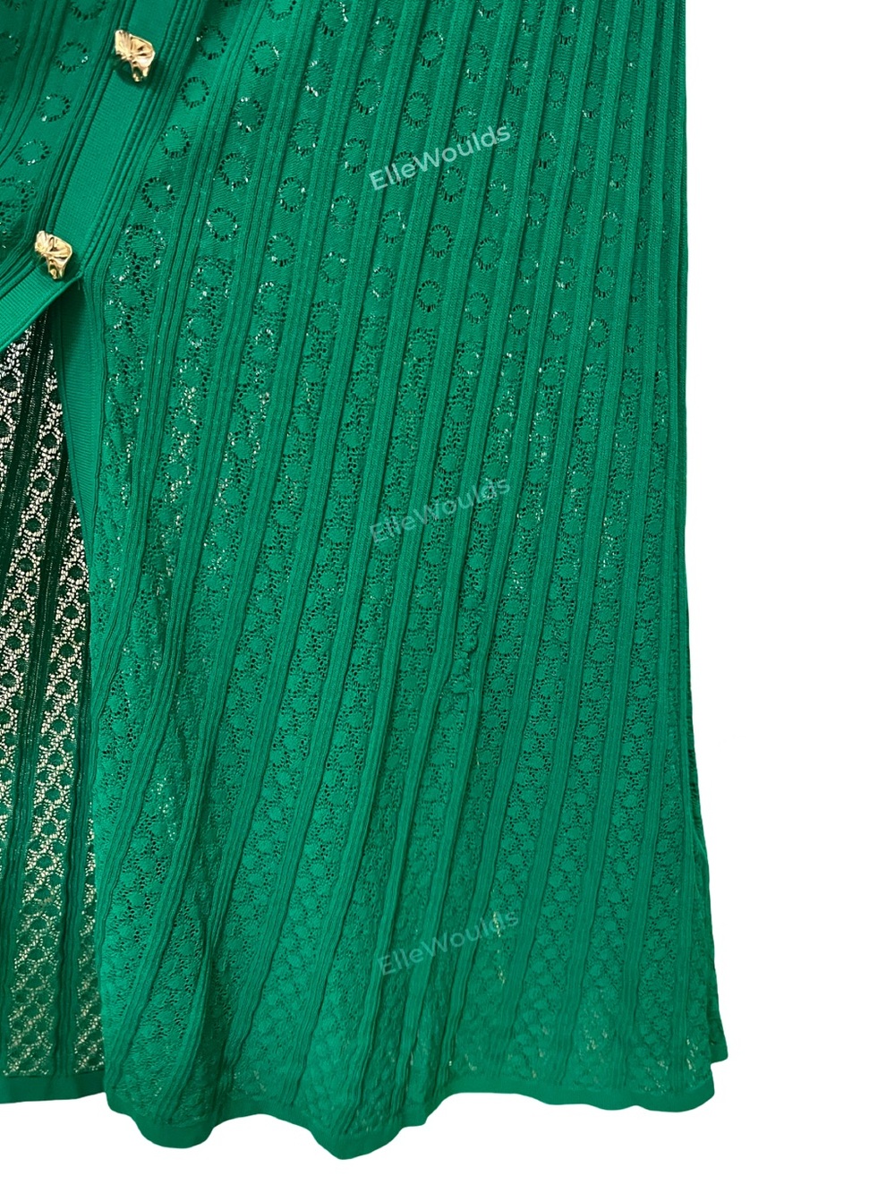 Sandro Lorel Dress Green Ribbed Button-Front Polo Midi Size US 8 FR 40 - Picture 9 of 12